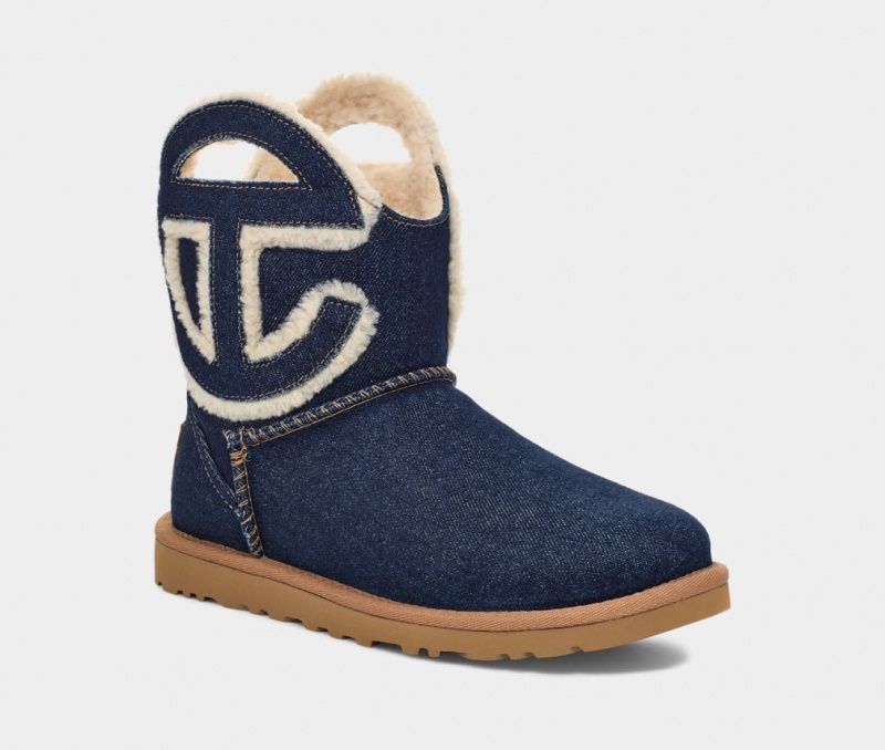 Ugg All Gender UGG x Telfar Logo Mini Stövlar Dam Indigo Blå | Sverige-59321