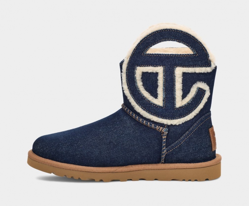 Ugg All Gender UGG x Telfar Logo Mini Stövlar Dam Indigo Blå | Sverige-59321