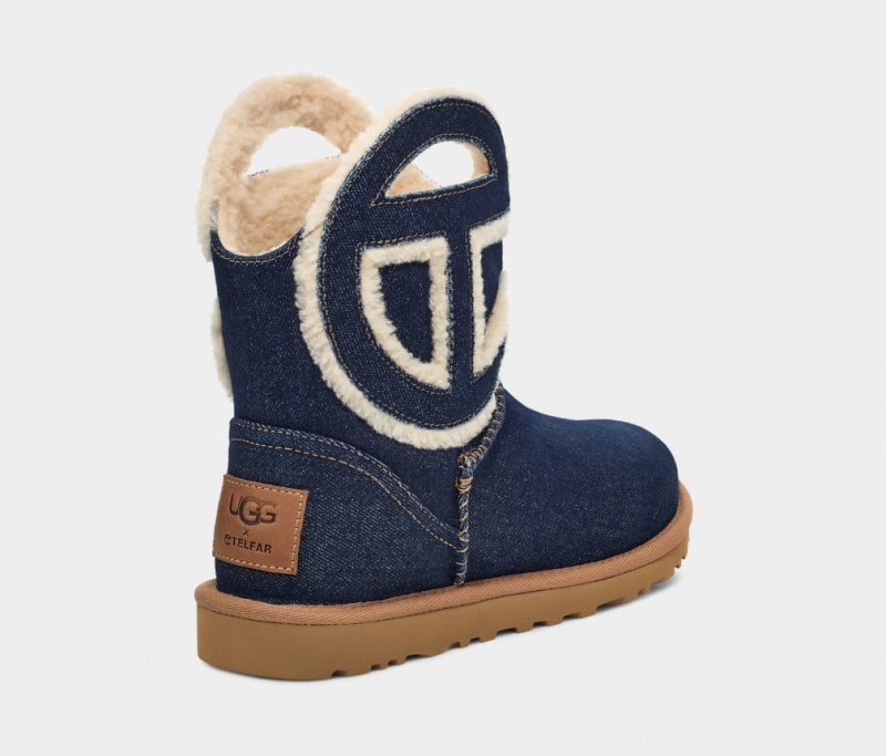 Ugg All Gender UGG x Telfar Logo Mini Stövlar Dam Indigo Blå | Sverige-59321