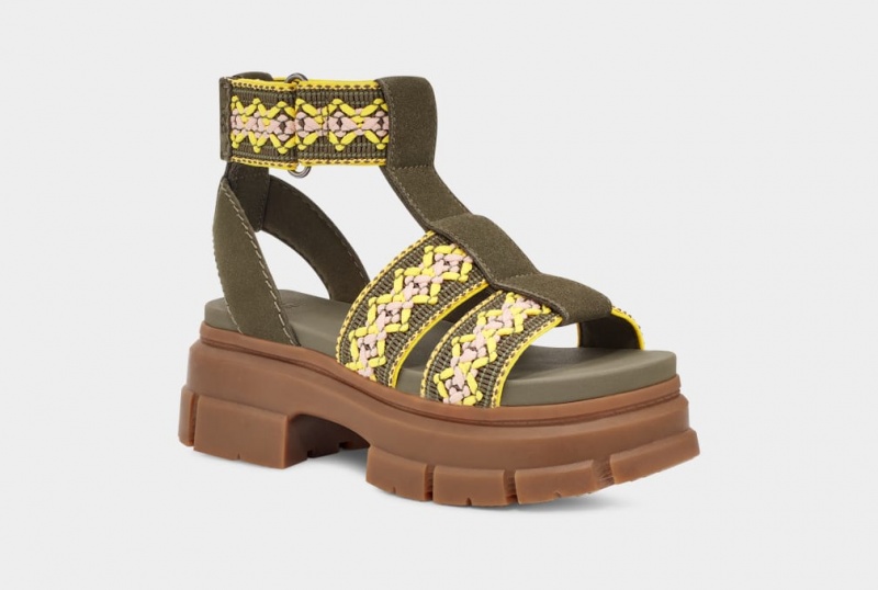 Ugg Ashton Heritage Braid Sandaler Dam Olivgröna | Sverige-70329