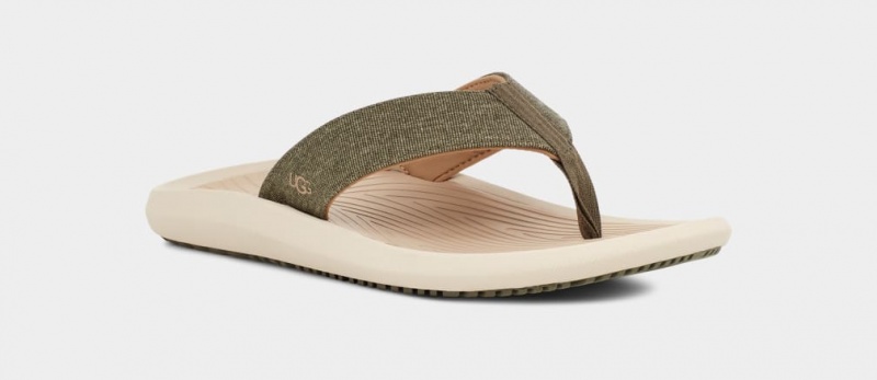 Ugg Brookside II Flip Canvas Sandaler Herr Olivgröna Grå Bruna | Sverige-69512