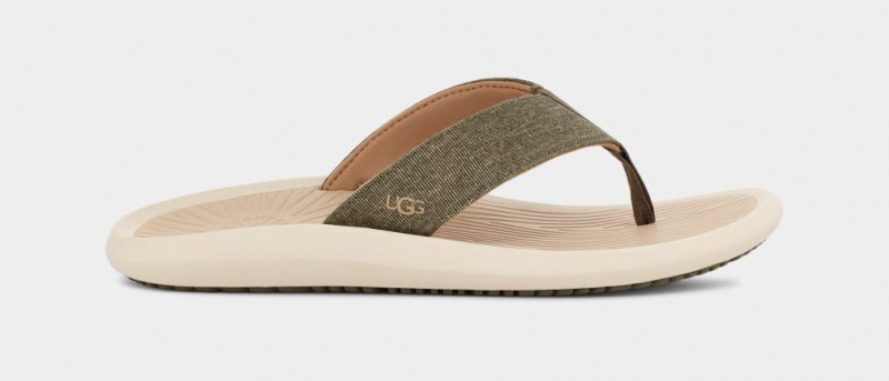Ugg Brookside II Flip Canvas Sandaler Herr Olivgröna Grå Bruna | Sverige-69512