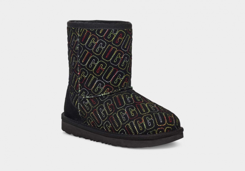 Ugg Classic II Tryck Stitch Stövlar Barn Svarta | Sverige-02756