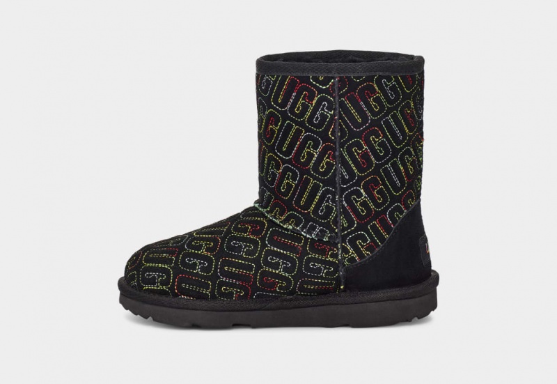 Ugg Classic II Tryck Stitch Stövlar Barn Svarta | Sverige-02756