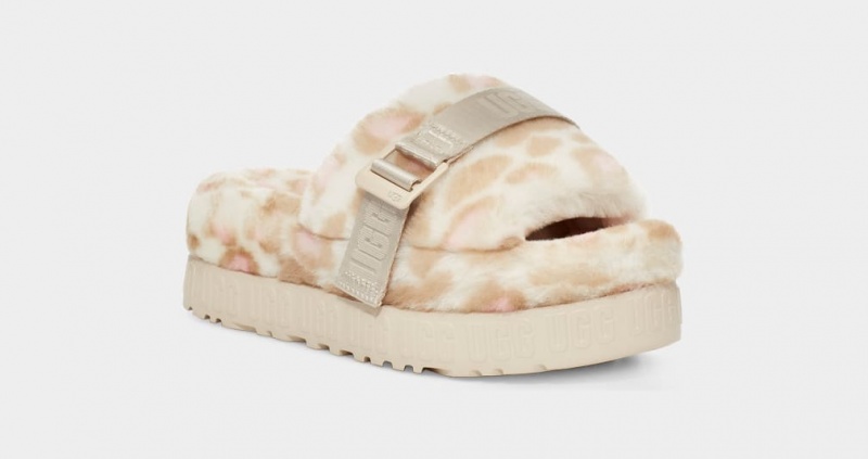 Ugg Fluffita Panther Print Badtofflor Tofflor Dam Vita | Sverige-40523