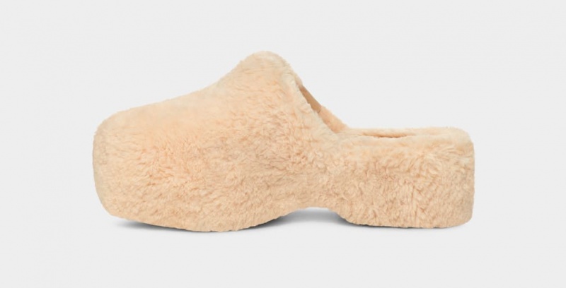 Ugg Fuzz Sugar Clog Tofflor Dam Beige | Sverige-91385