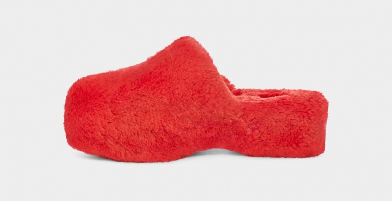 Ugg Fuzz Sugar Clog Tofflor Dam Röda | Sverige-25097