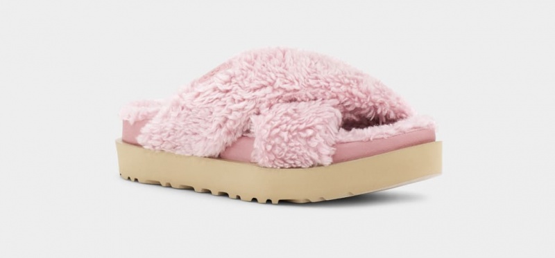 Ugg Fuzz Sugar Cross Badtofflor Tofflor Dam Rosa | Sverige-51047