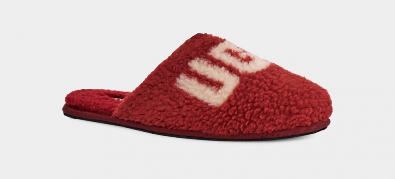 Ugg Scuff Curly Tryck Tofflor Herr Röda Vinröda | Sverige-25710
