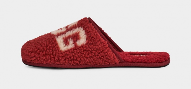 Ugg Scuff Curly Tryck Tofflor Herr Röda Vinröda | Sverige-25710