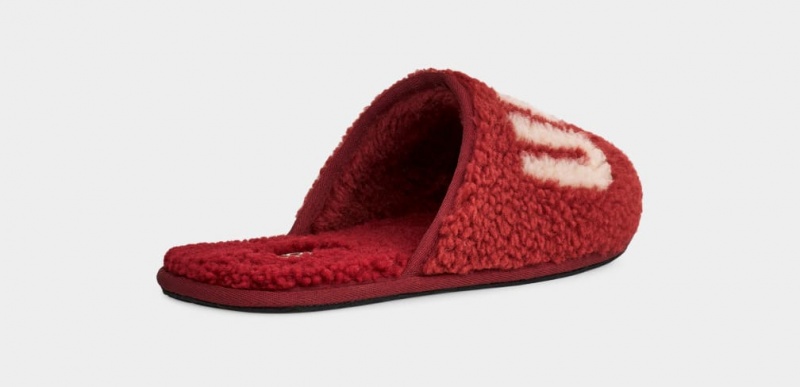 Ugg Scuff Curly Tryck Tofflor Herr Röda Vinröda | Sverige-25710