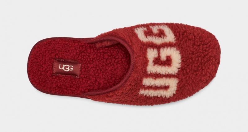 Ugg Scuff Curly Tryck Tofflor Herr Röda Vinröda | Sverige-25710