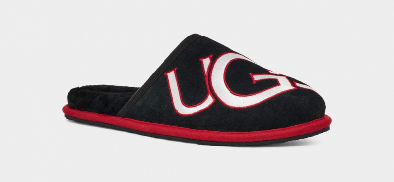 Ugg Scuff Logo II Tofflor Herr Svarta Röda | Sverige-87214