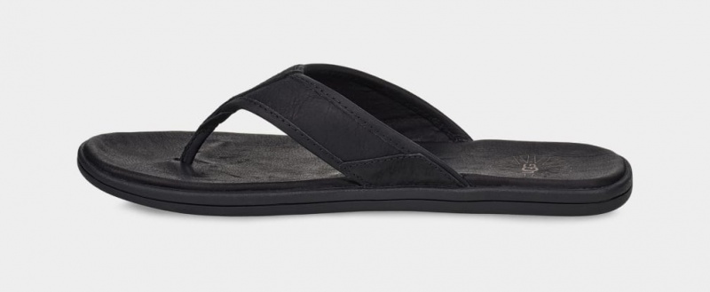 Ugg Seaside Läder Flip Flop Sandaler Herr Svarta | Sverige-21980