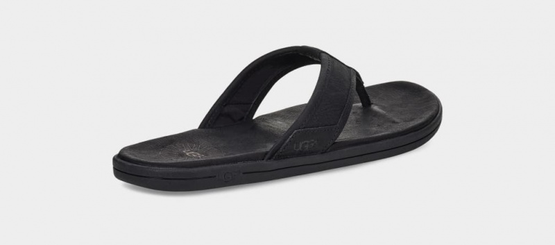 Ugg Seaside Läder Flip Flop Sandaler Herr Svarta | Sverige-21980