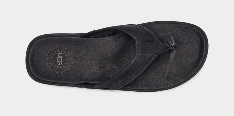 Ugg Seaside Läder Flip Flop Sandaler Herr Svarta | Sverige-21980