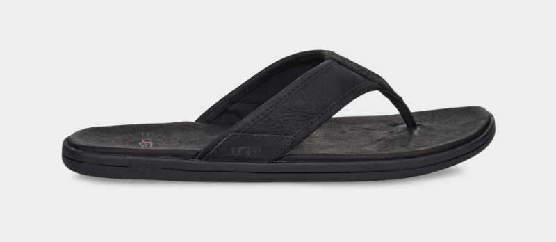 Ugg Seaside Läder Flip Flop Sandaler Herr Svarta | Sverige-21980